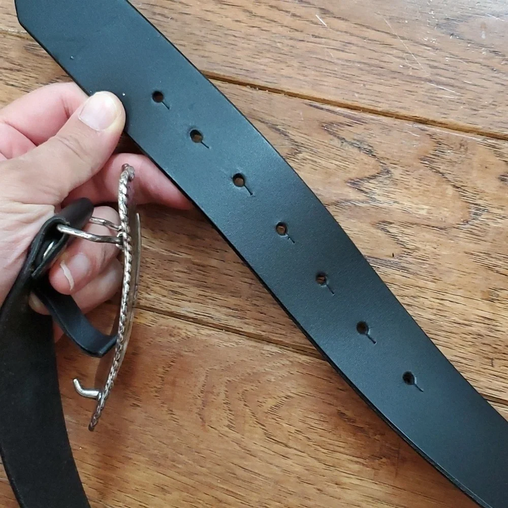 Nocona Longhorn Steer Levi's black leather belt and buckle